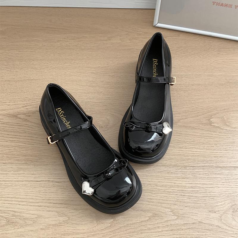 Простые и нежные черные туфли Мэри Джейн с круглым носком и толстой подошвой, женские, весна-осень 2025 года, юбка, легкие одинарные туфли