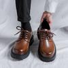 Fashion Luxury Brand British Style Lace Up Oxford Shoes Men Thick Soled Round Toe Leather Casual Leather Shoes Outdoor Sports Work Shoes