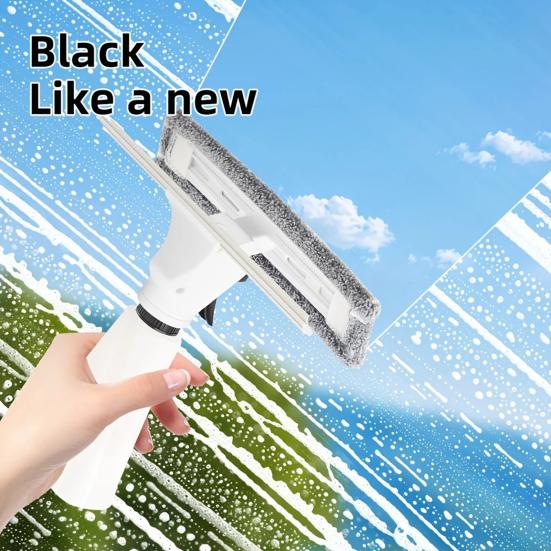Glass Wiper Color Block Design 3-in-1 Spraying Cleaning Wiping Tool Ergonomic Handle Spray Window Cleaner