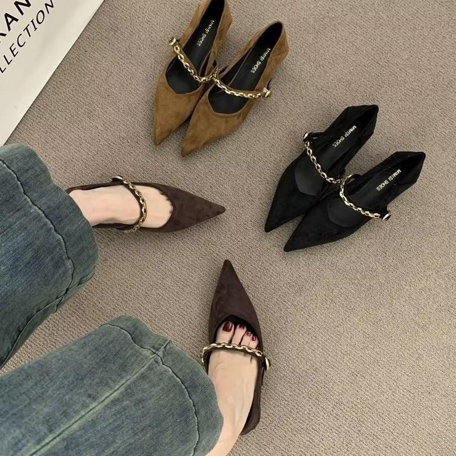 High Heel Shoes For Women Elegant Suede Pointed Toe Slipon Formal Office Wear