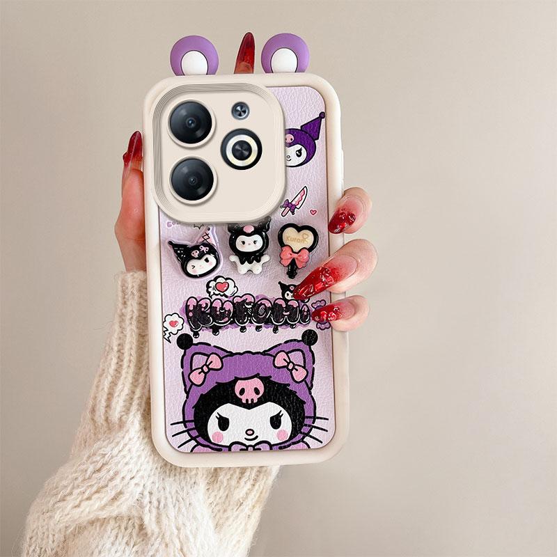 KEYSION Милый чехол с 3D-мультяшным изображением уха для TECNO Spark Go 2024 20 20C с браслетом, силиконовый противоударный чехол для телефона Tecno Pop 8