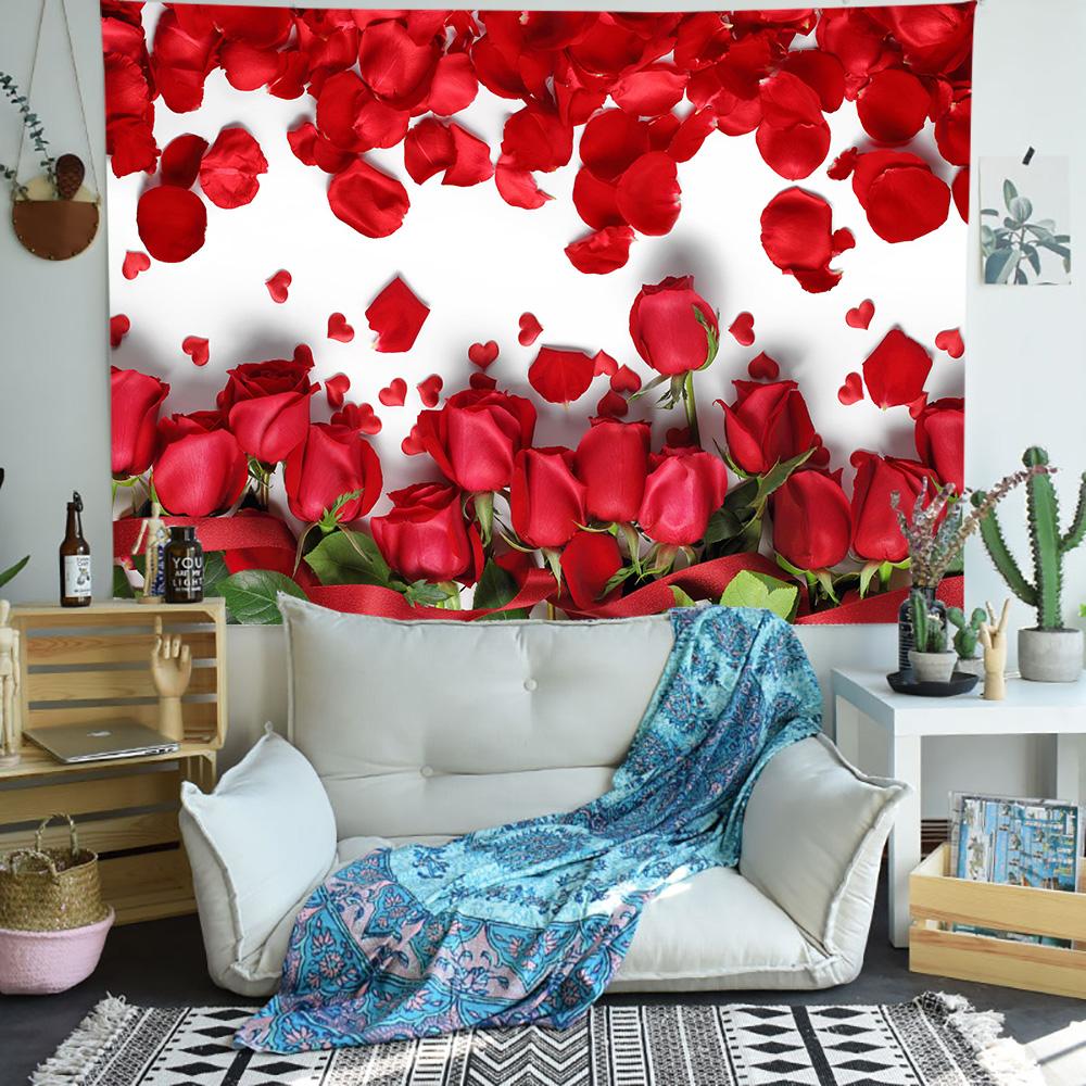 Colorful Floral Plant Print Tapestry Rose Art Pattern Tapestry Home Bedroom Decorative Tapestry