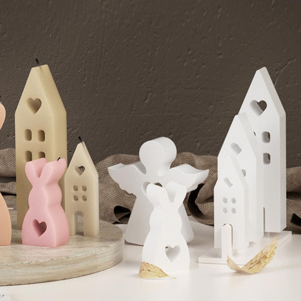 3 Pcs House with Window Candle Mould Handmade Houses Silicone Mold Epoxy Resin Mould DIY Scented Candle Making Molds