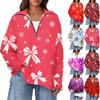 Женский повседневный свитер с полумолнией и лацканами со снежинками и разрезом сверху по бокам, модная одежда