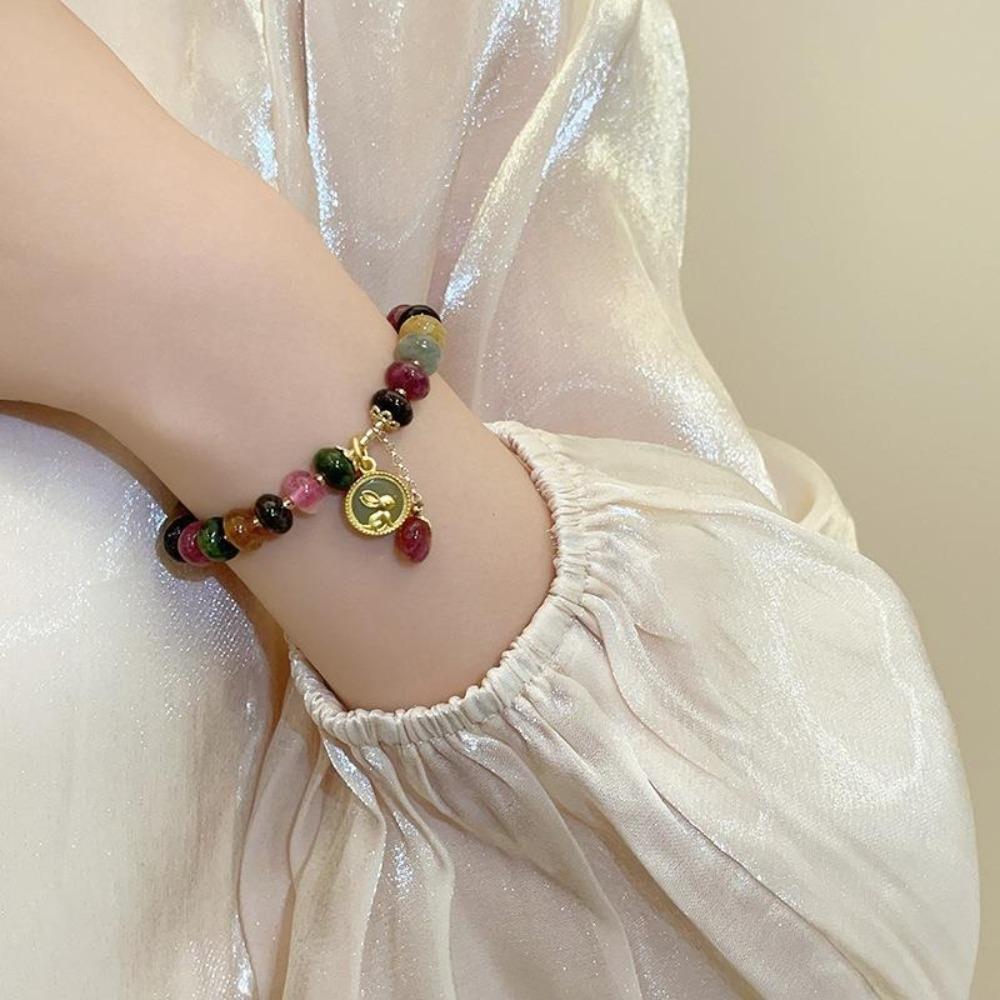 Винтажный браслет из каменных бусин, цветной браслет из бисера, изысканный женский браслет из бисера