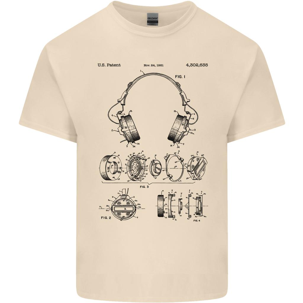 Headphones Patent Blueprint Dance Music DJ Unisexs Light Cotton TShirt