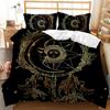 Комплект постельного белья в стиле бохо с 3D-изображением «Золотое солнце и луна» для детей, подростков, взрослых, двуспальный, размера «king-size», полиэстеровый чехол-кровать