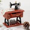 Retro Imitation Wood Sewing Machine Model Music Box - Zakka Style Art Gift
