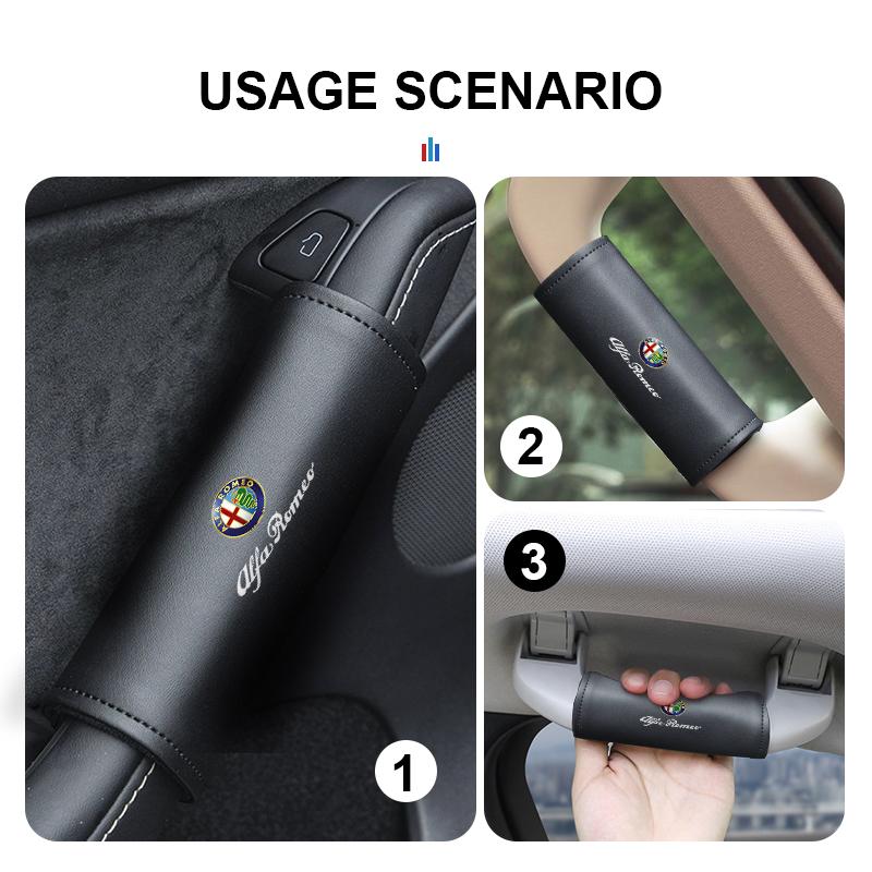 GLSRA1 Leather Car Logo Armrest Cover Roof Handle Protective Covers For Alfa Romeo GT Stelvio F1 Brera Volante Tonale Gloria Disco