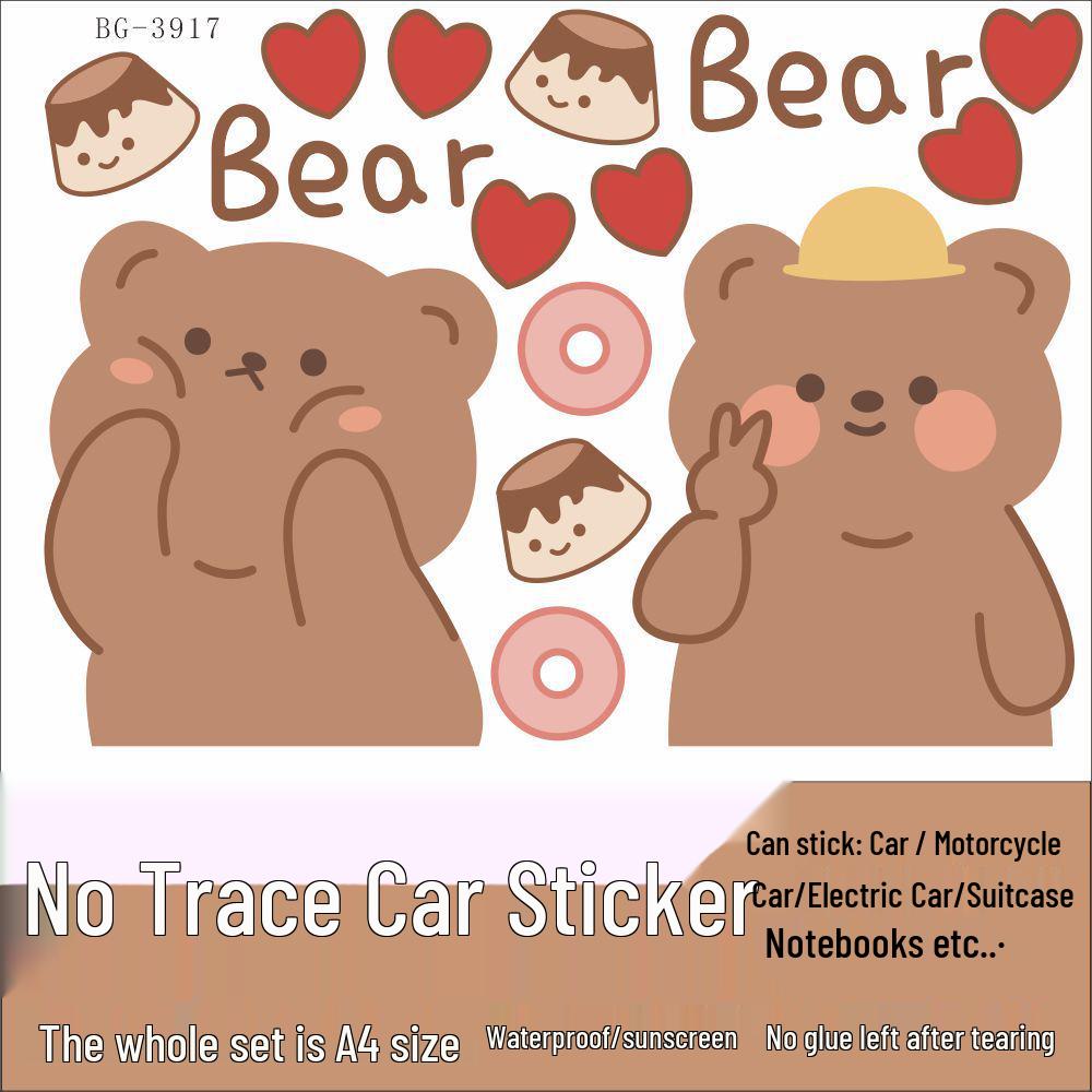 Cookie Bear Electric Car Sticker - Waterproof Scratch Cover for Aima, Sunny, Luna, Yade