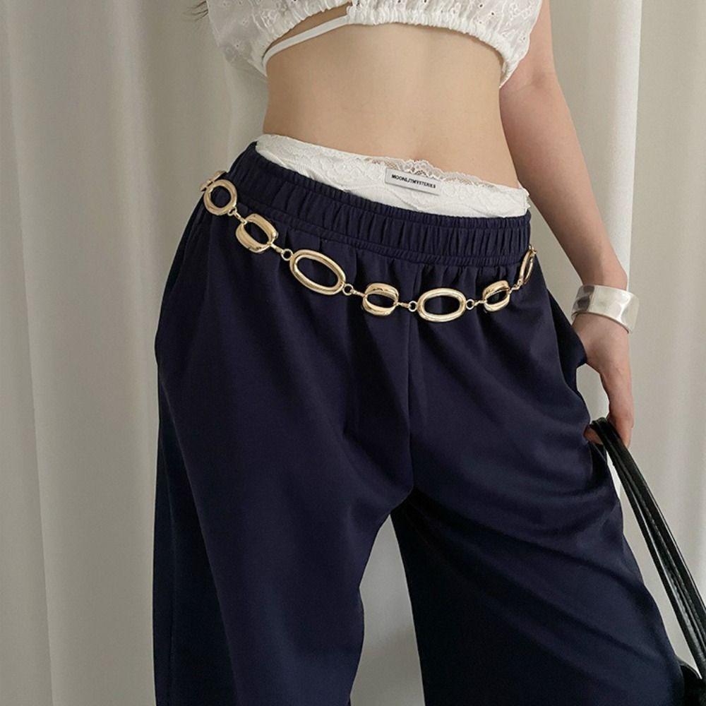 High-end Design Chain Belt Gold Silver Metal Chain Waistband Fashion Waist Chain Women