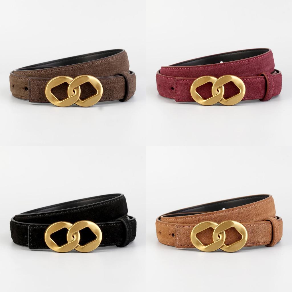 Genuine Twolayer Leather Belt For Women With Pin Buckle And Versatile Fashion Accessory