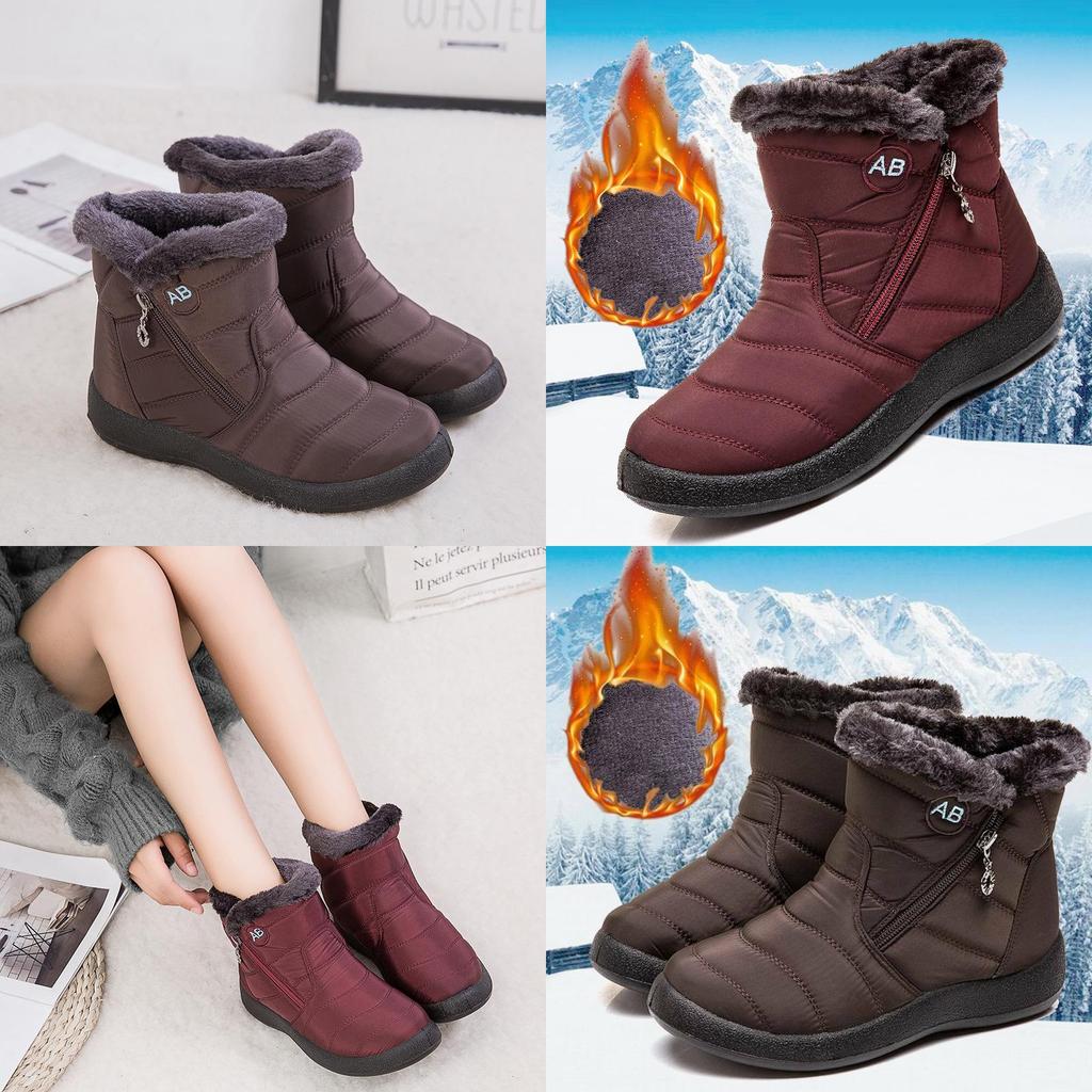 Elegant Womens Winter Warm Shoes Snow Boots Ankle Style Fur-lined Waterproof