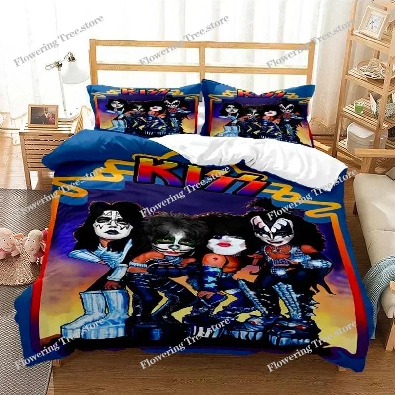 3D Печатный Набор Постельного Белья Rock Band Kiss Наволочка Пододеяльник Двуспальный Полуторный Полный Евро Кинг Взрослый Детский Постельное Белье Чехол на Одеяло