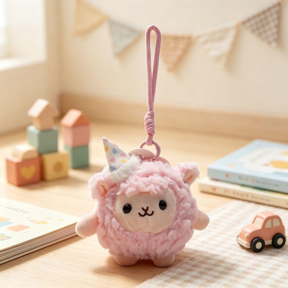 Lamb New Year Sheep Plush Keychain Ornaments Fluffy Lamb Pendant Sheep Plush Doll Bedroom Decor