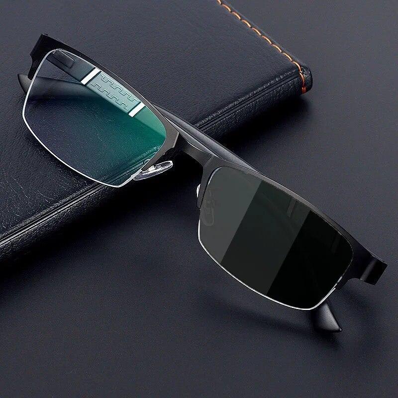 Винтажные мужские деловые фотохромные очки для близорукости, унисекс, ретро, ​​анти-синий свет, классические солнцезащитные очки, меняющие цвет