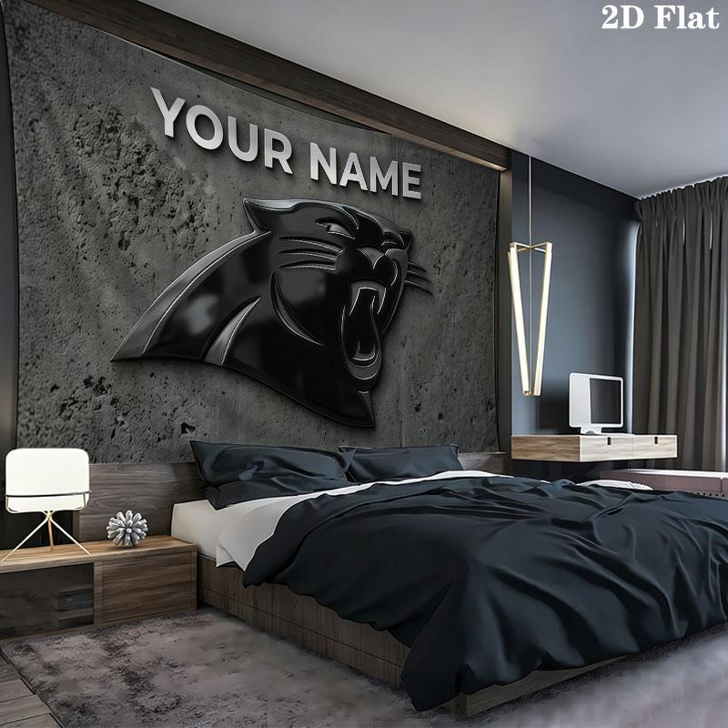 Custom Name,Carolina Panthers Wall tapestry, aesthetic printed fabric blanket, suitable for bedroom, living room, and home decor.