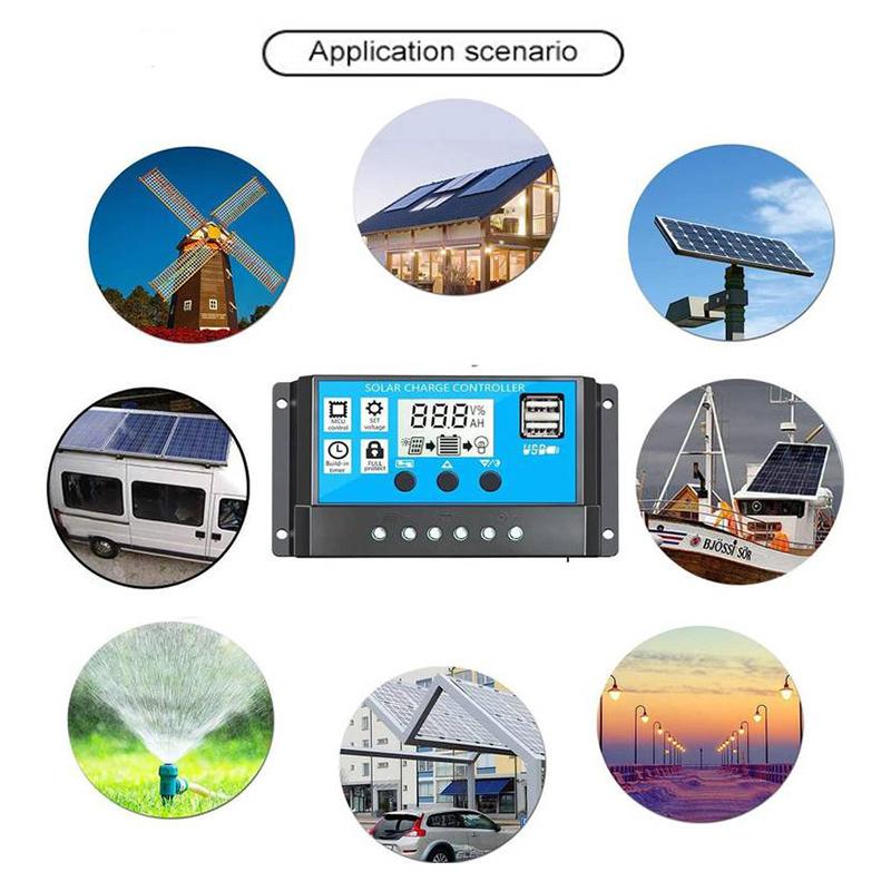 11/11/11/11/11/61/111A PWM Solar Charge and Discharge Controller LCD Display Dual USB Auto Solar Cell Panel Charger Regulator