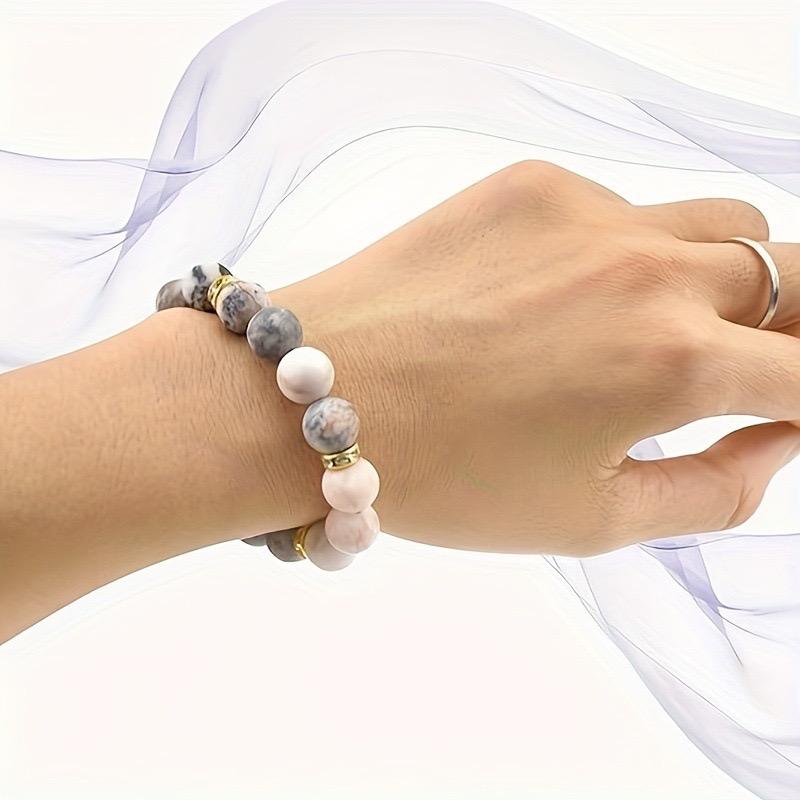 Браслет против беспокойства для женщин, браслет ручной работы, браслет из чакры, снимает тревогу и стресс, подарок для женщин (Розовый камень зебры)