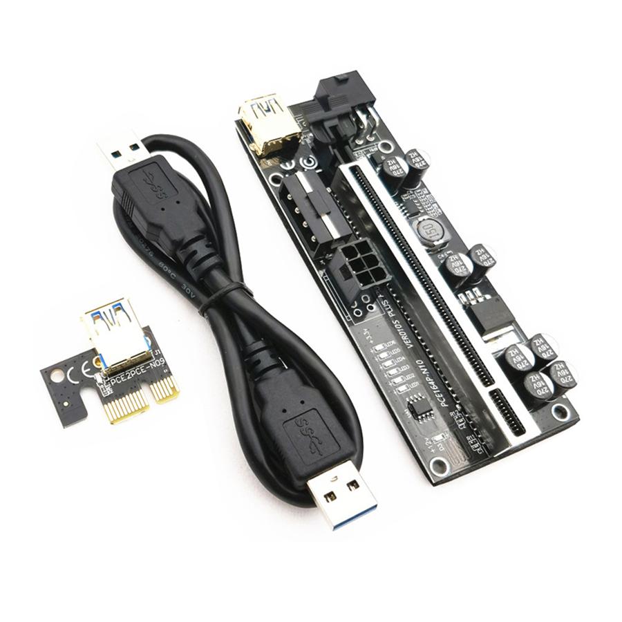 6Pcs USB 3.0 PCIE Riser Card X16 Extender Adapter 010S Plus SATA 15pin to 6pin