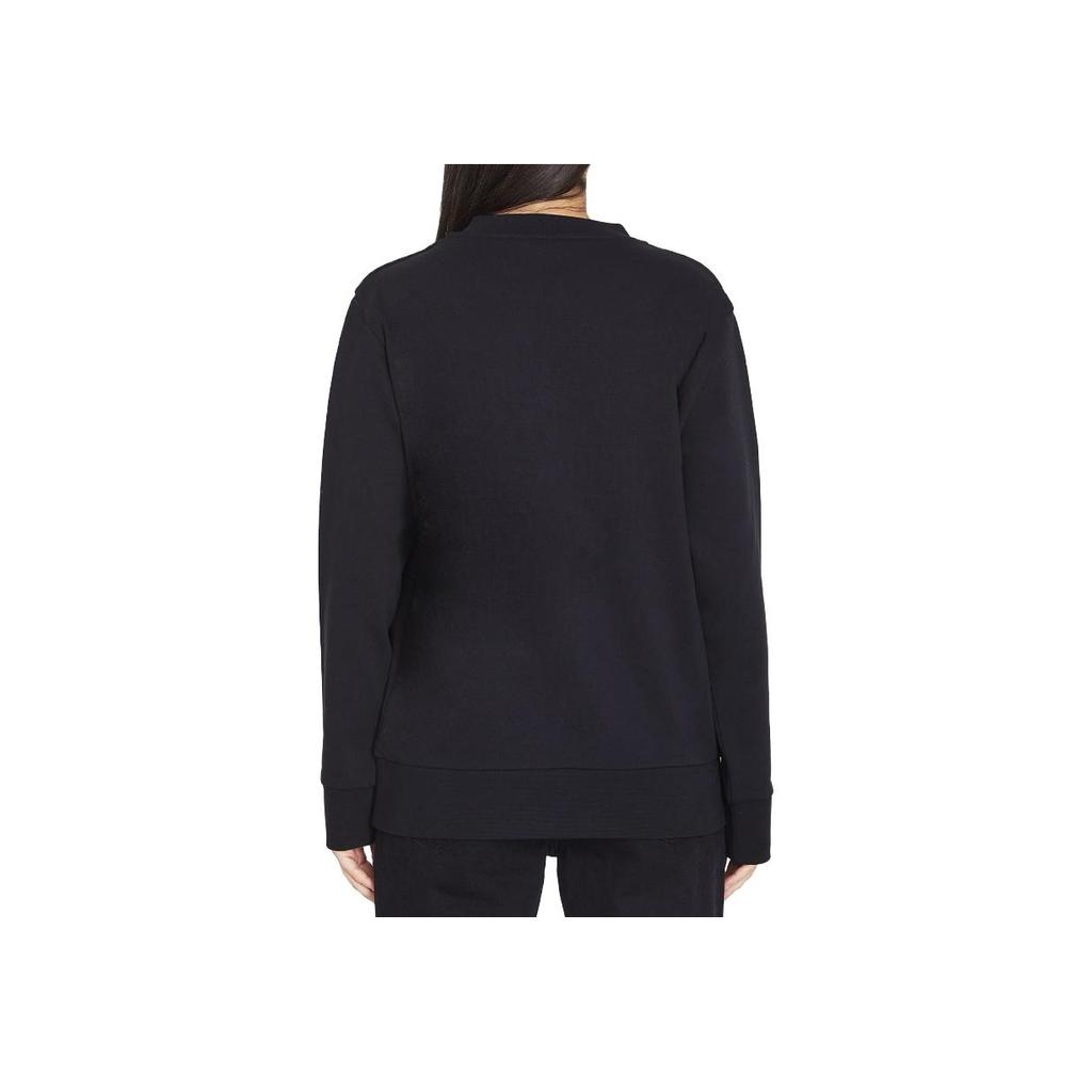 Moncler Monochrome Crystal Logo Crew Neck Long Sleeve Sweatshirt Women sweatshirt Black 8G00053899TR999