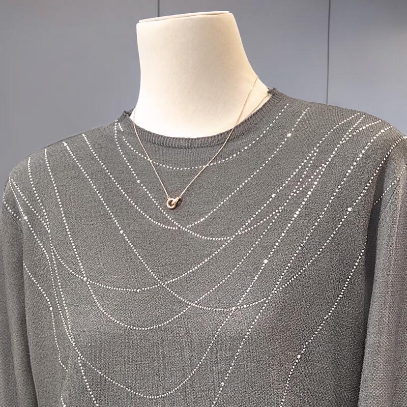 Women's Solid Rhinestone Loose Knit Top