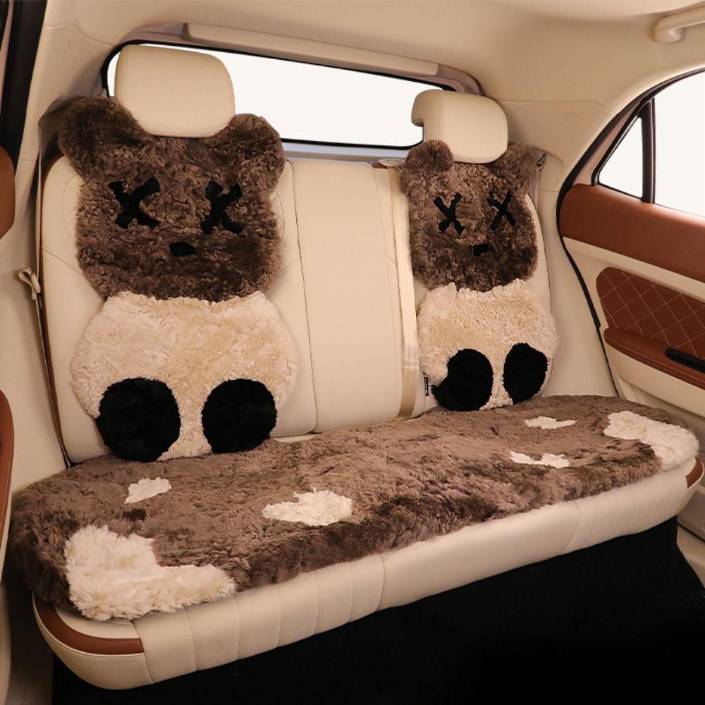 Утолщенная подушка для сиденья автомобиля с изображением медведя, мягкий чехол для сиденья автомобиля, прочная теплая подушка с изображением мультяшного автомобиля для холодной погоды