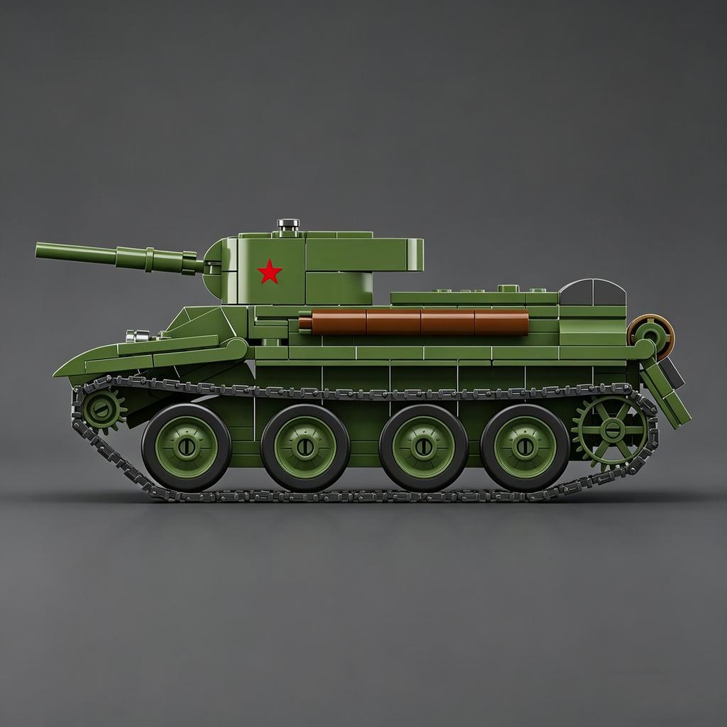 Фигурка MOC НОВАЯ Военная Серия: Советский Танк БТ-5 Строительные Блоки—Гусеничный Танк Модель Бронированной Машины—Образовательная Игрушка