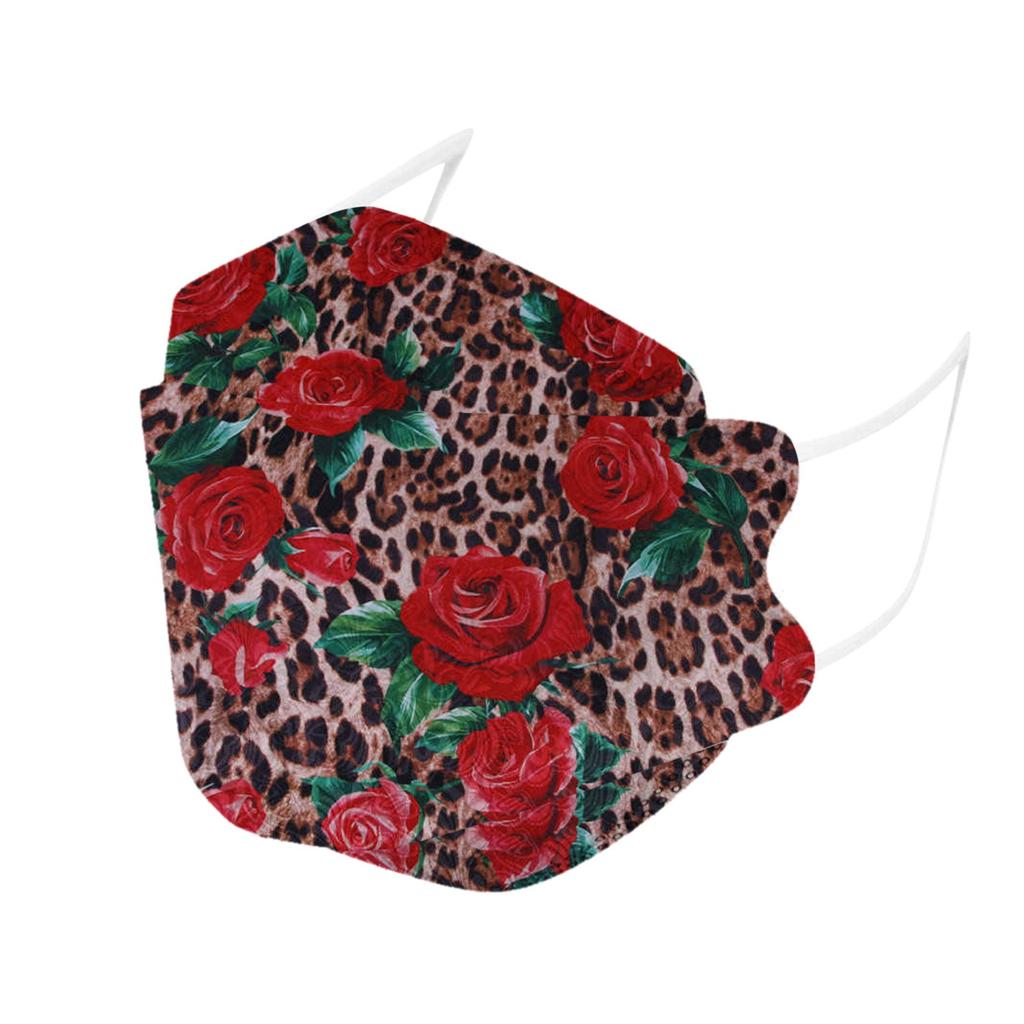 Взрослая леопардовая цветочная печатная уличная защитная маска для лица 