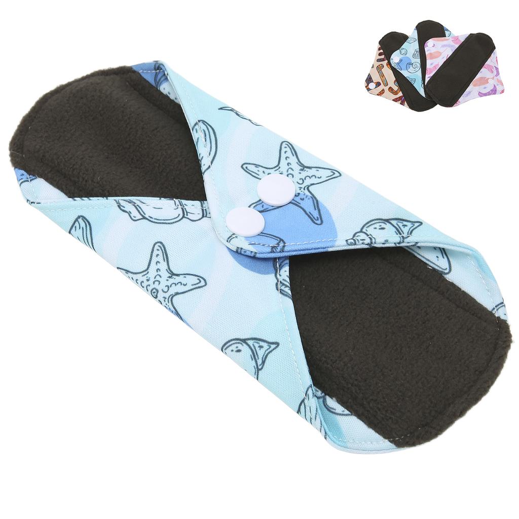 Многоразовая гигиеническая прокладка из бамбукового угля, портативная мягкая печатная элегантная моющаяся менструальная прокладка для женщин