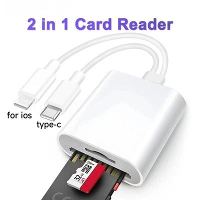 Устройство чтения карт памяти 2 в 1 SD TF CardReader для iPhone 15 14 13 12 11 X XS MAX xiaomi Realme Android USB Type C адаптер для телефона