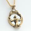 Stainless Steel Skull Mirror Pendant Necklace Men Women Vintage Punk Geometric Charm Jewelry Gift