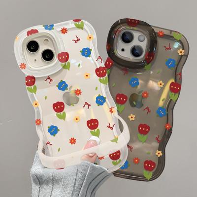 Ins Floral Подходит для iPhone Чехол IPhone 16proma Двойной кронштейн 15 Прозрачный силикон 14 Защита от падения 13 Женский
