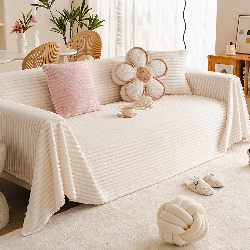 Winter Sofa Towel New Thickened Fleece Sofa Cover Cloth Internet Celebrity Sofa Cover Cream Wind Sofa Cover