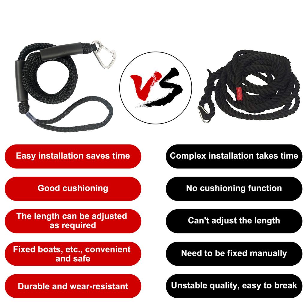 Upgraded 4FT Dock Line with New Hook Marine Bungee Rope for Boats and Inflatable Dinghies Elastic Boat Rope