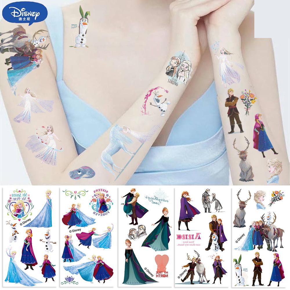 10Pcs/set Disney Princess Frozen Tattoo Stickers Princess Cartoon Tattoo For Birthday Gift Fake Body Art Tattoos