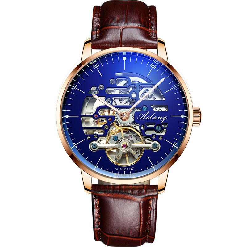 AILANG Мужские часы Водонепроницаемые полые полностью автоматические механические часы Производитель мужских часов