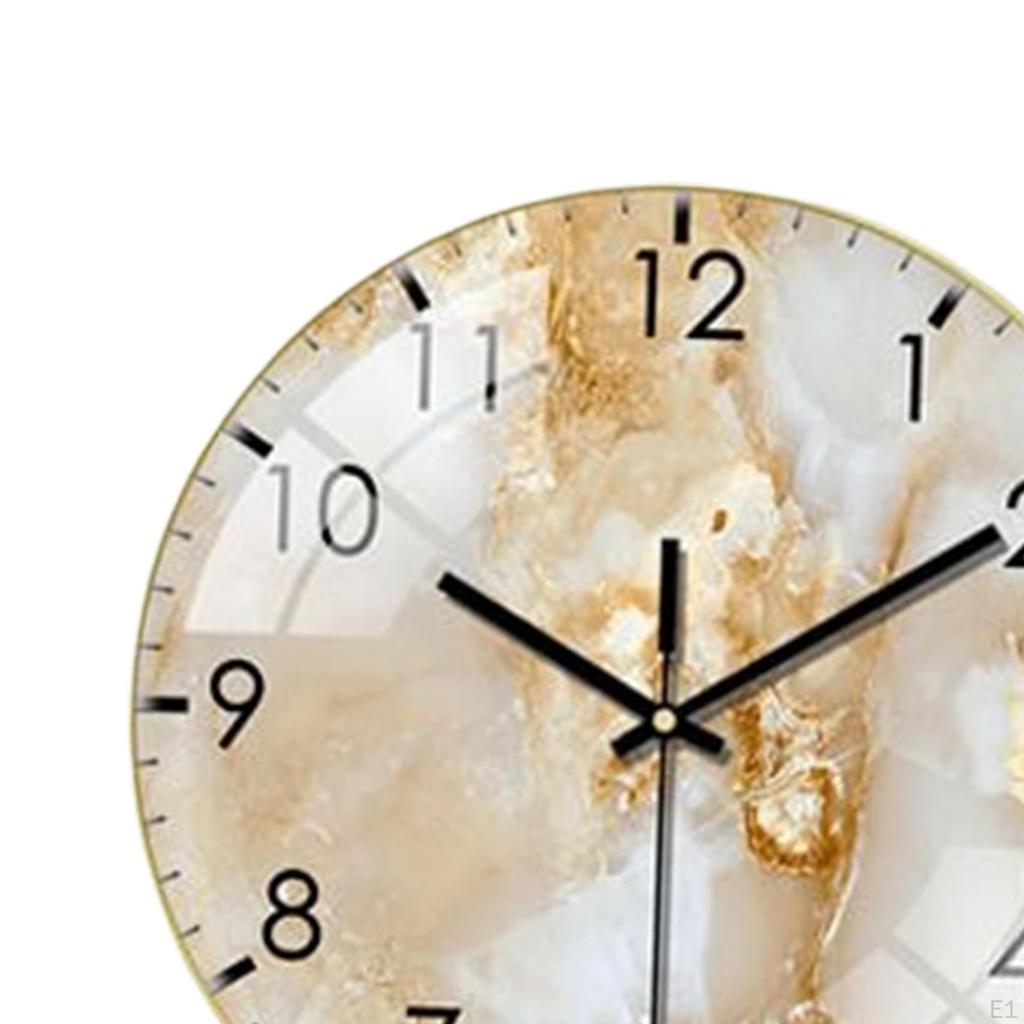 Decorative Marbled Wall Clock Analog Silent 12 Inch Non Round for Office