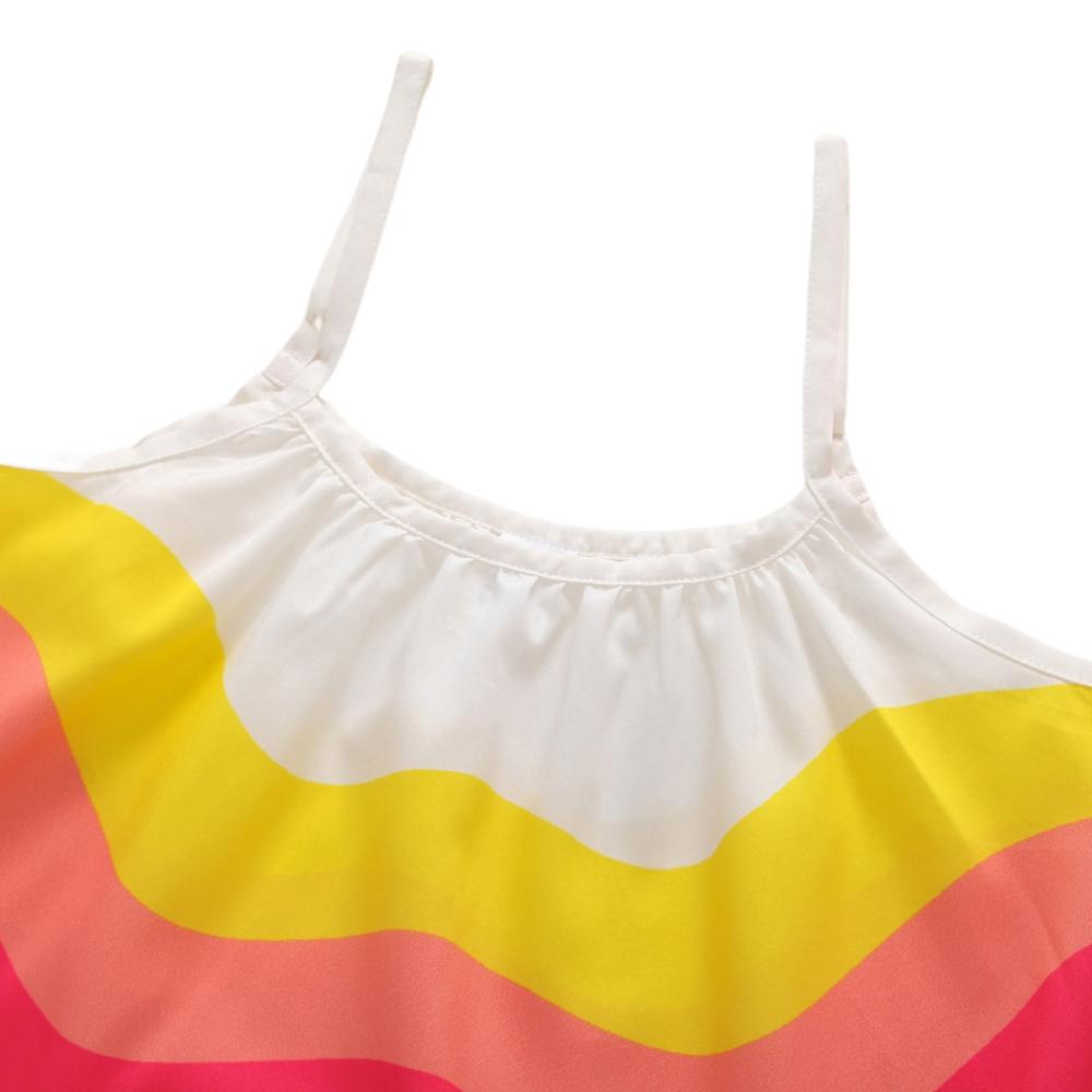 Платье на бретельках в радужную полоску для девочек, детская одежда, повседневная одежда, пляжное платье от солнца