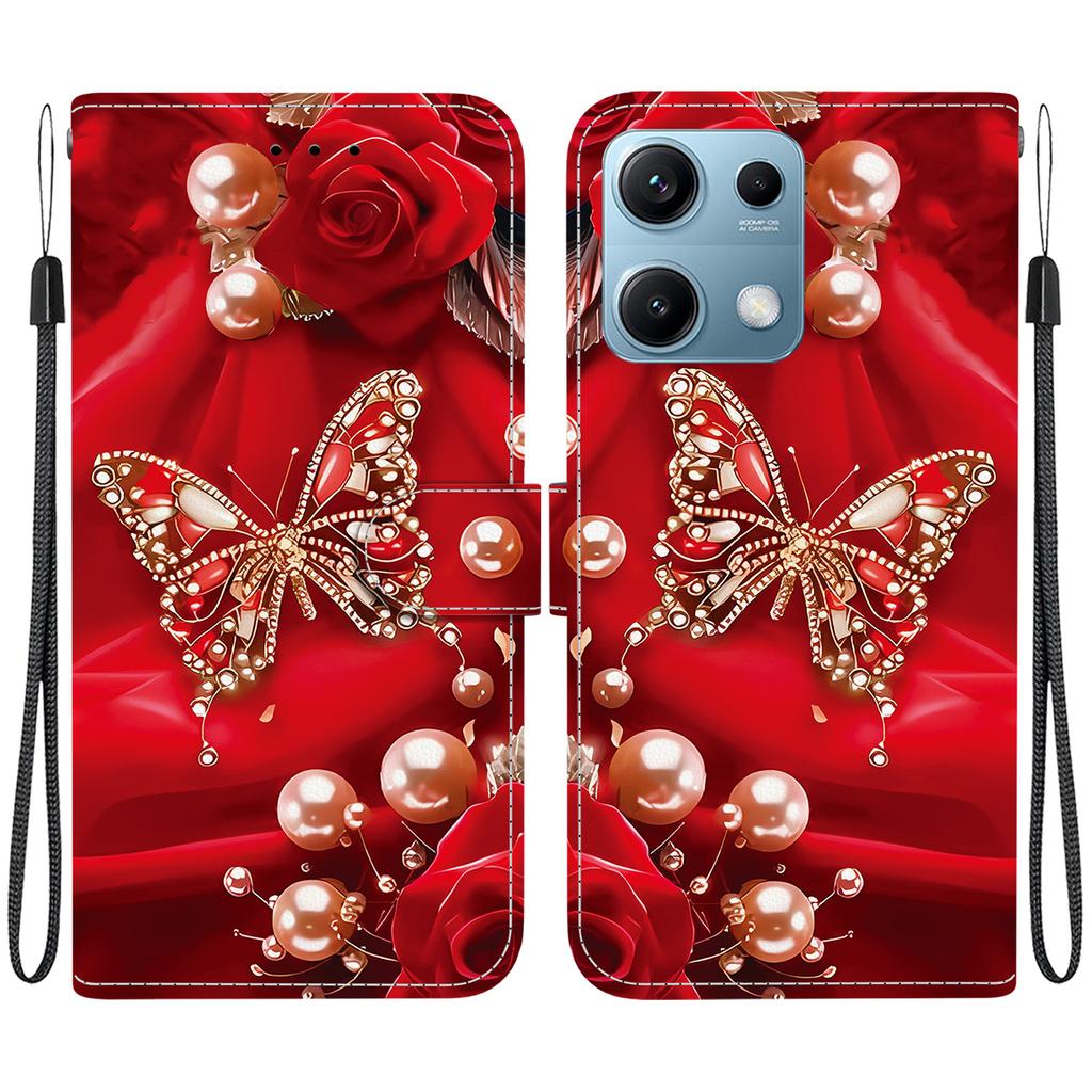 Чехол-книжка из искусственной кожи ручной работы для Xiaomi Redmi Note 14S, противоскользящая противоударная обложка с ремешком на запястье и дизайном в виде кошки с сердечком/розой