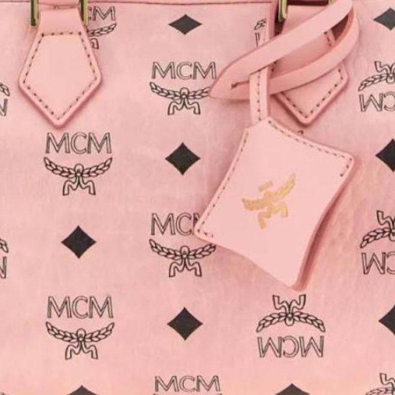 MCM Сумка-тоут Ella с буквенным принтом, сумка через плечо, женские сумки, розовая MWBFAEA03PZ001