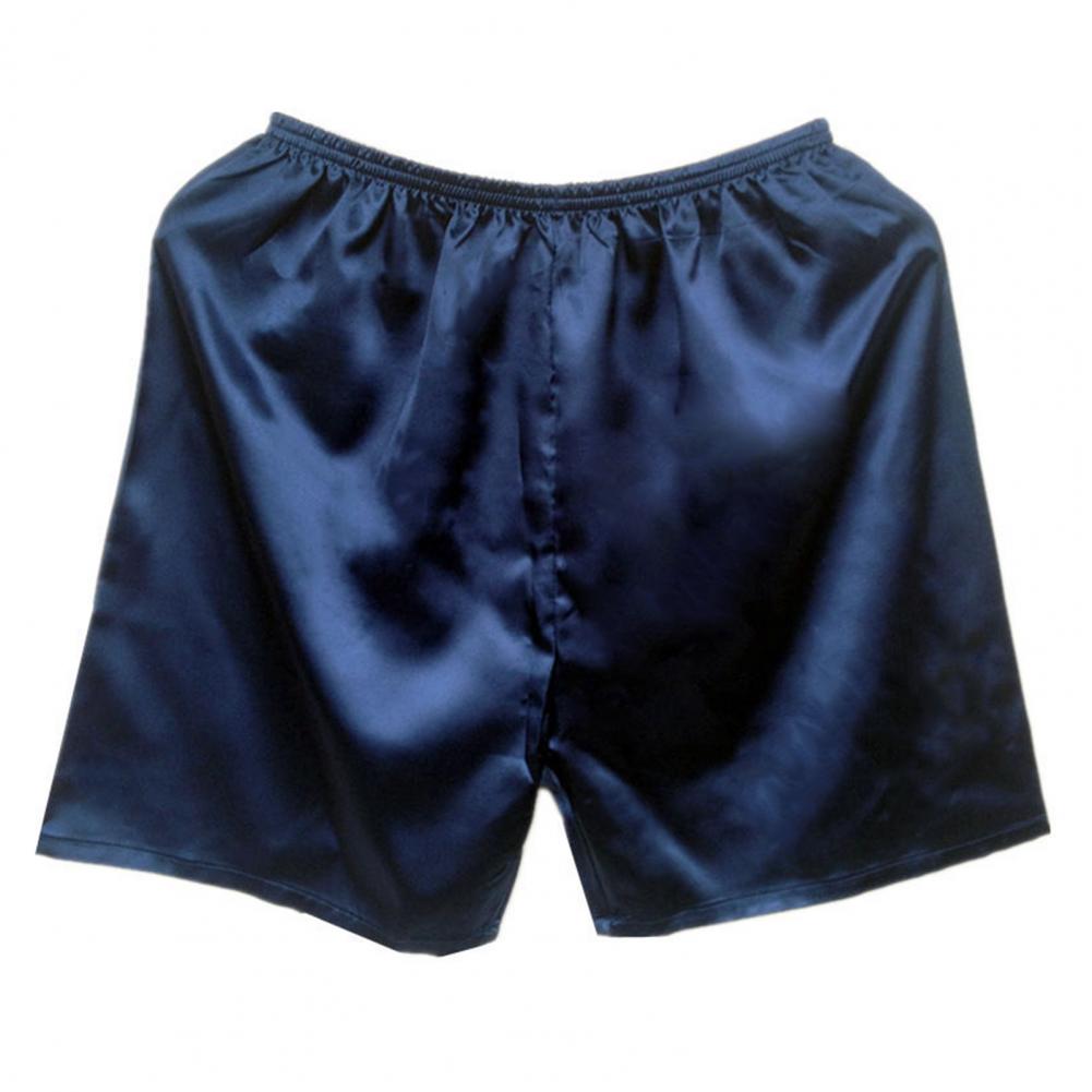 Men Imitation Silk Casual Shorts Elastic Waistband Sleeping Shorts Smooth Fabric Wide Leg Short Pants Homewear