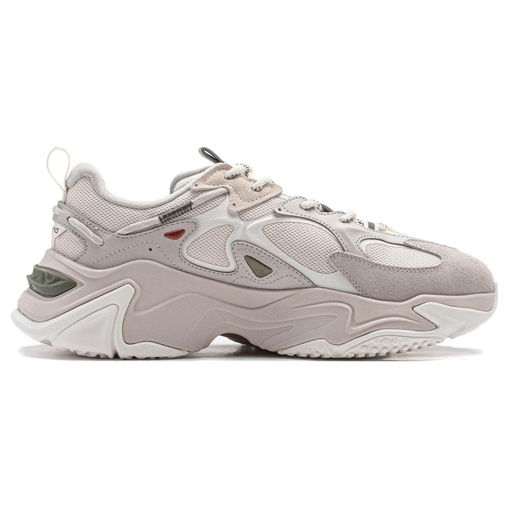 Li Ning Qian Xing Ce 2 CF Su Wu Xia Qing Qiu Comfortable Versatile Non-Slip Wear-Resistant Low-Top Casual Shoes Men Sneakers Mica-Gray AGLT167-3