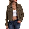 Autumn and Winter Women's Corduroy Solid Color Fashion Versatile Handsome Women's Khaki Jacket Female