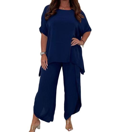 2 шт./компл. футболка длиной до щиколотки, комплект брюк с эластичной резинкой на талии, модные женские брюки больших размеров