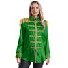 Womens Halloween Medieval Style Outerwear Tassel Shoulder Pads Gold Trim Front Zip Satin Jacket