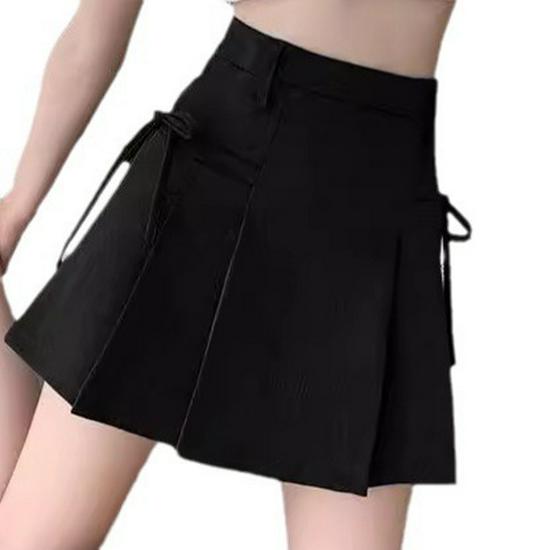 Irregular Tie-Waist A-Line Pleated Midi Skirt for Women