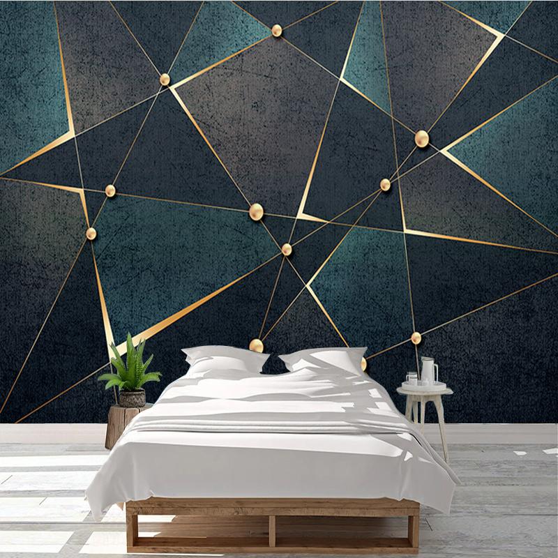 Креативные геометрические фигуры, линия золотого шара, фотообои, настенная живопись, гостиная, телевизор, кабинет, роскошная фреска Papel De Parede 3 D