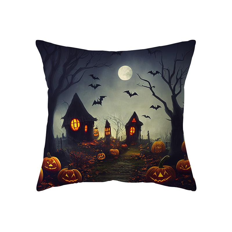 Horror Halloween Theme Pumpkin Print Pattern Cushion Cover Home Living Room Sofa Decoration Square Pillow Pillow Cover