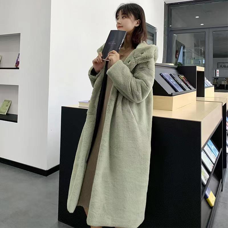 Women's Artificial Fur Coat Women's Autumn And Winter Loose Plush Thickened Hooded  Coat